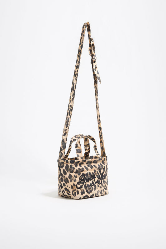 Beige Leopard mini shopper bag