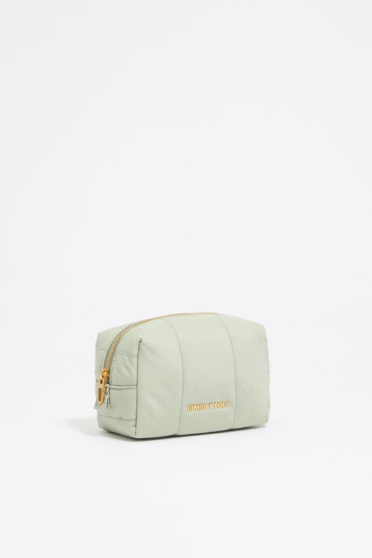 Small aquamarine nylon make-up case
