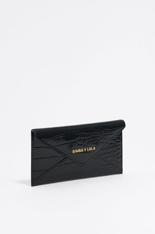 Black mock croc coin purse