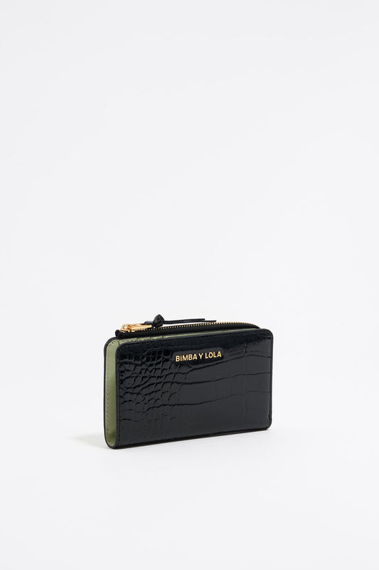 Black mock croc purse