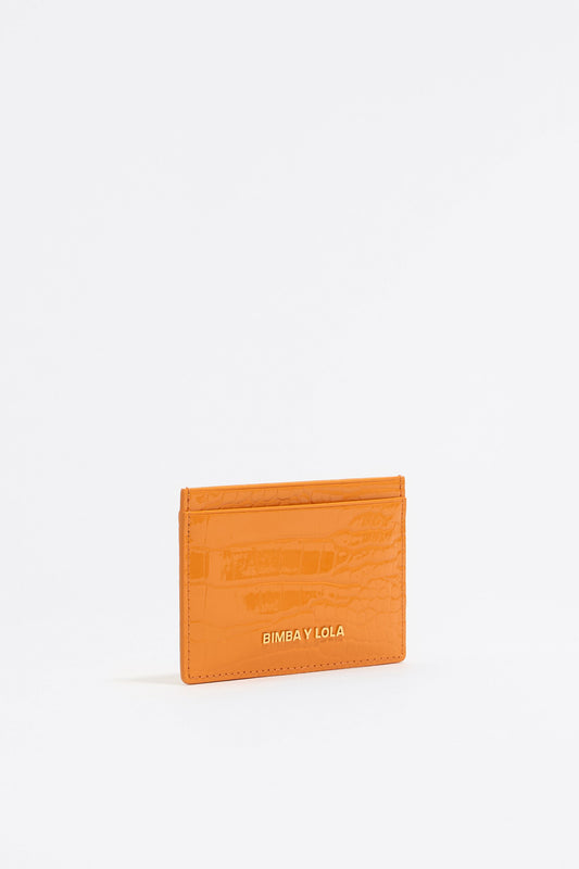 Tangerine mock croc card holder