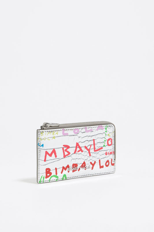 Silver mock croc BIMBAYLOLA.COM card holder/coin purse