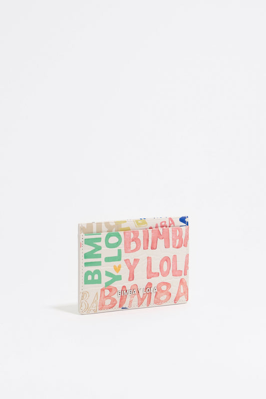 Ivory mock croc BIMBA logos card holder