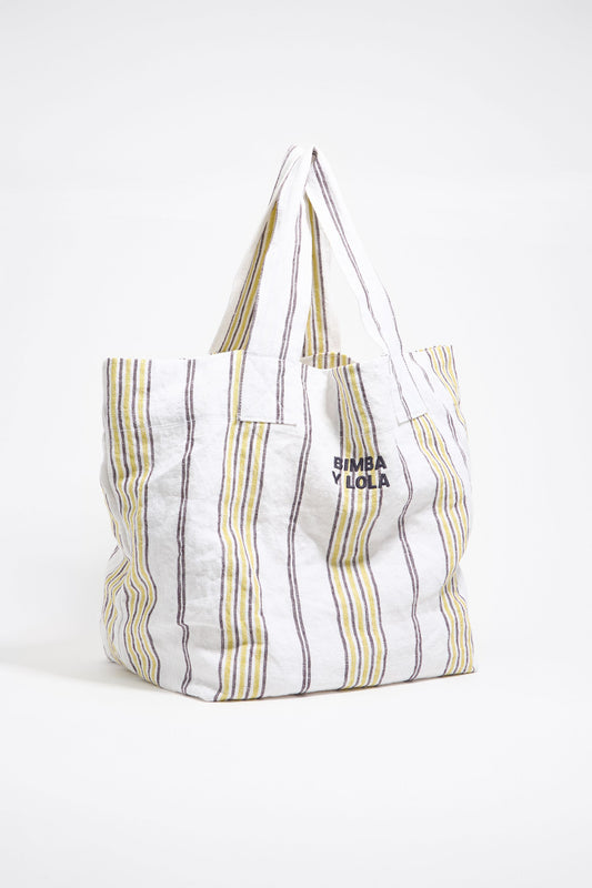 Lime linen maxi shopper bag