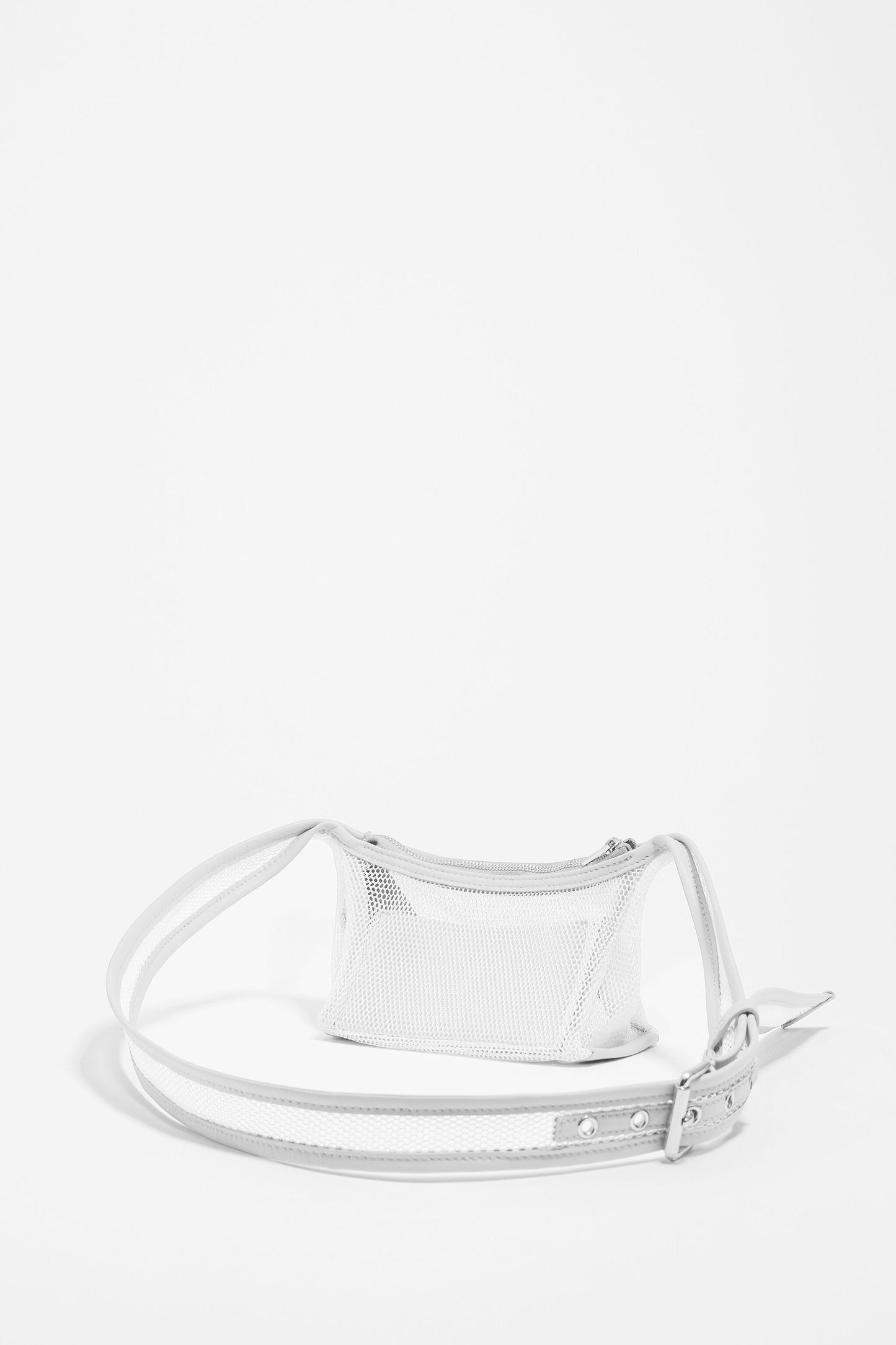 White mesh crossbody mini bag