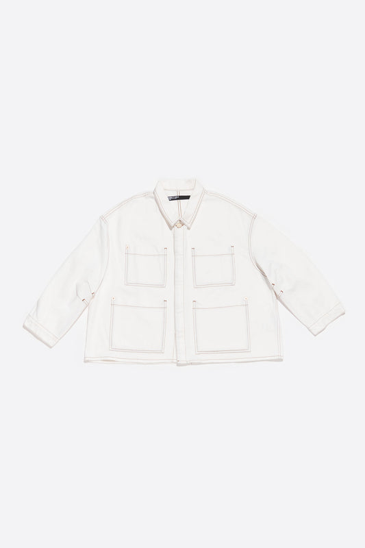 White straight denim jacket