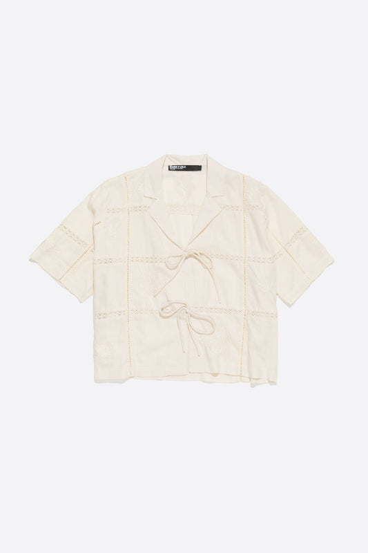 Cream shirt with bows and embroidery