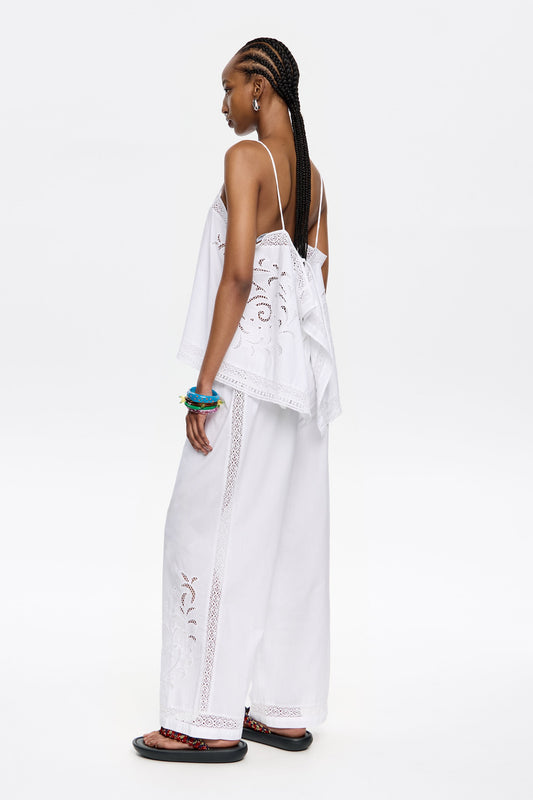 White embroidered vest top