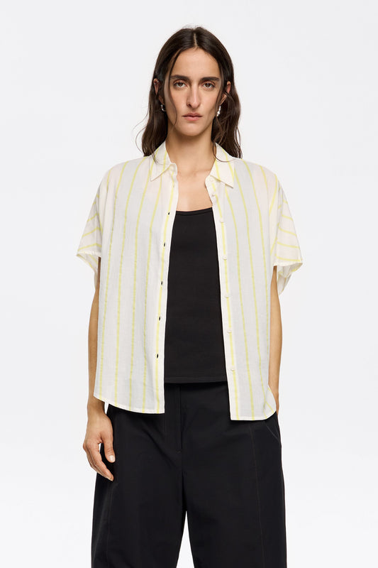 Yellow striped cape shirt