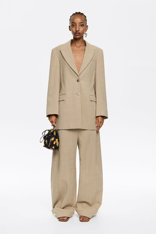 Sand fitted tailored jacket