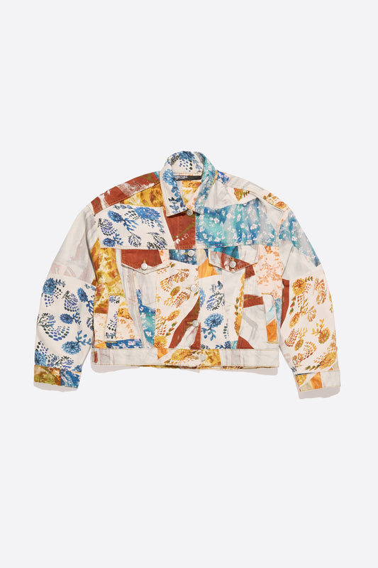Oversize orange Patchwork denim jacket