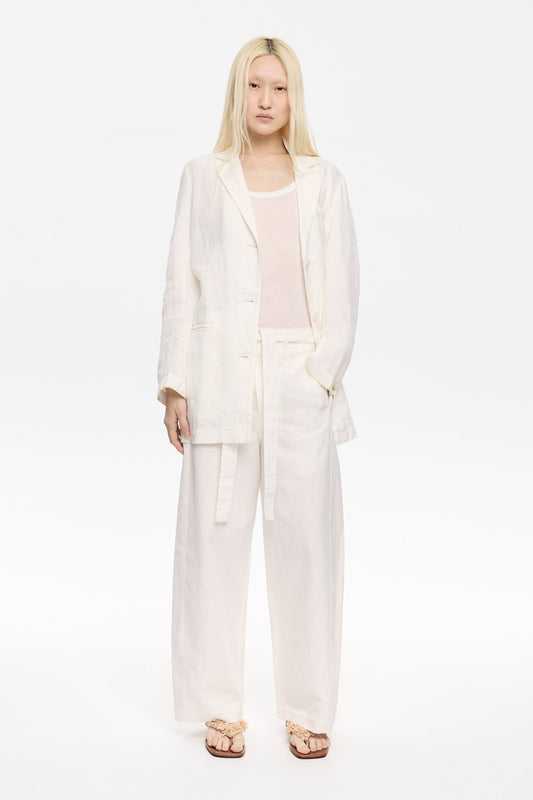 Ivory linen barrel trousers