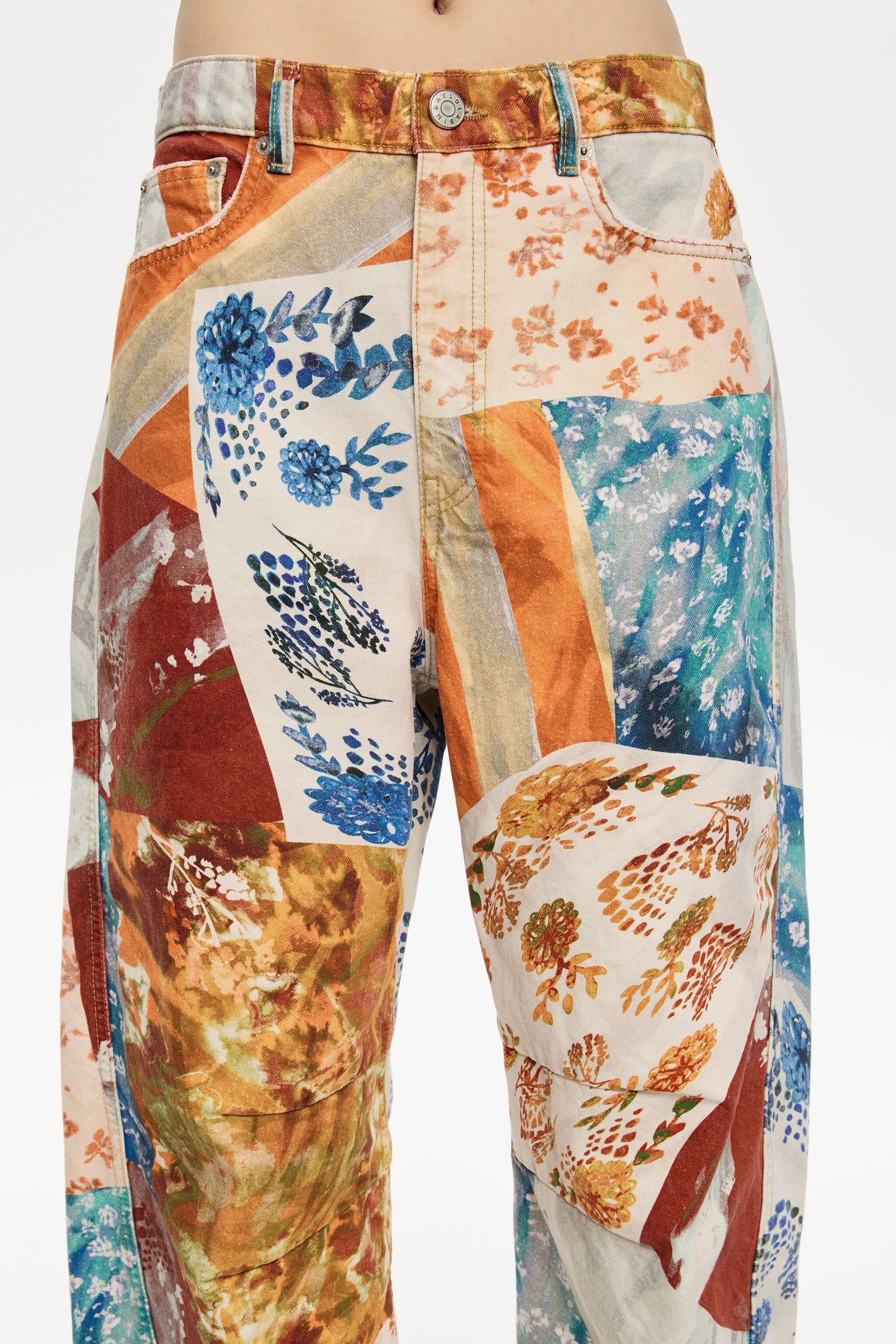BARREL - Orange Patchwork jeans