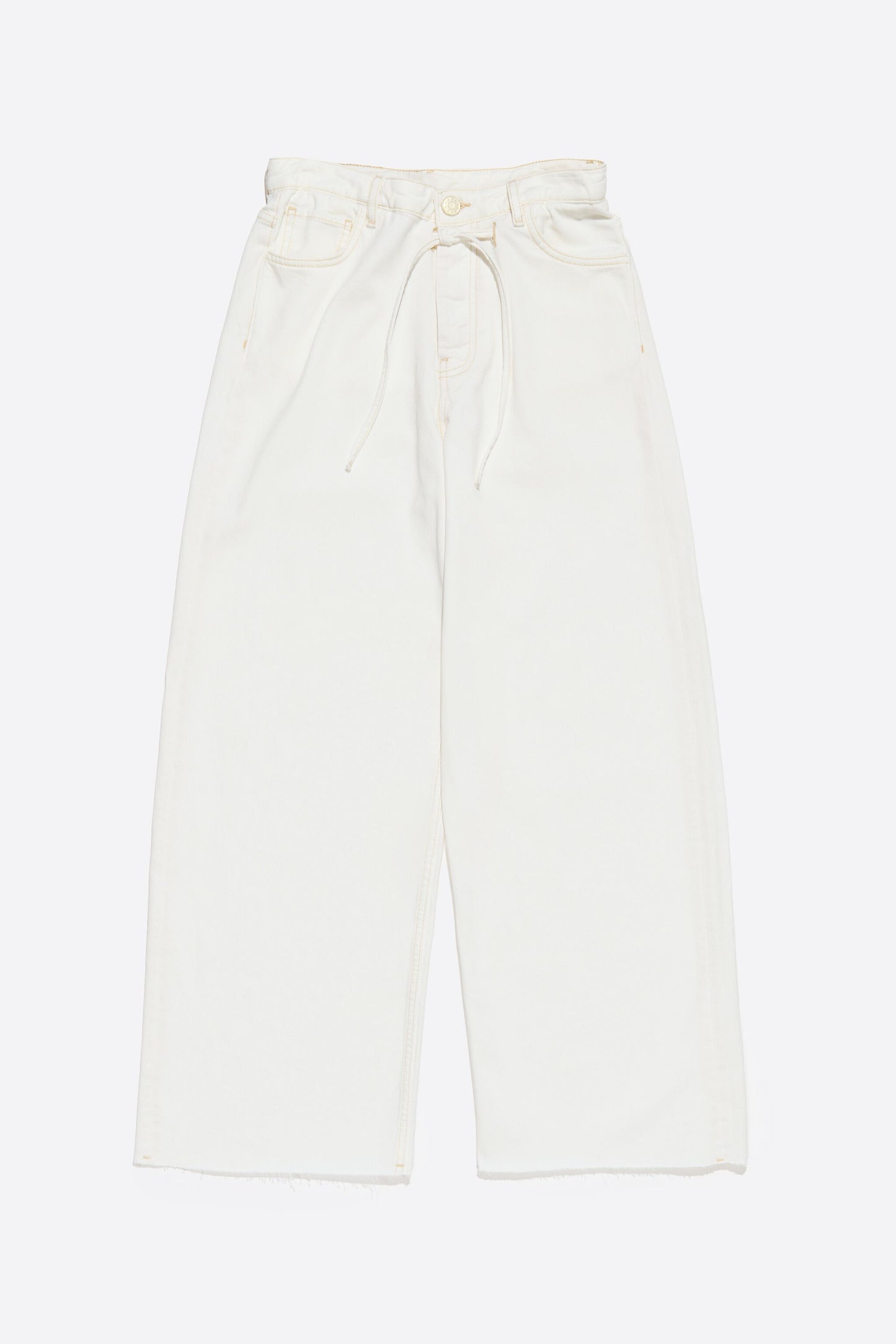 Ecru wide leg denim trousers