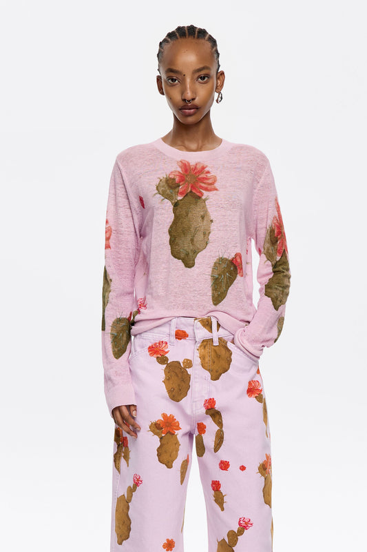 Pink Cactus linen sweater
