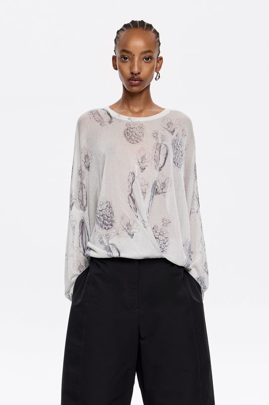 White lurex Cactus Lápiz sweater