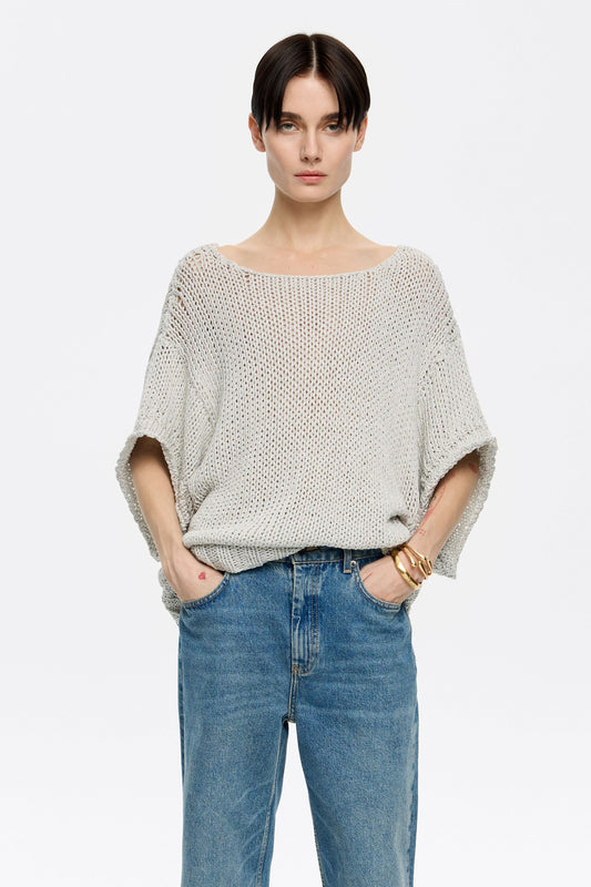 Silver oversize lurex sweater