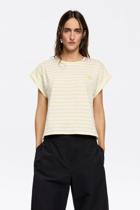 Yellow striped boxy T-shirt