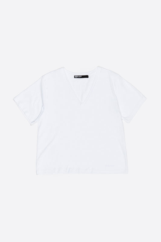 White V-neck cotton T-shirt