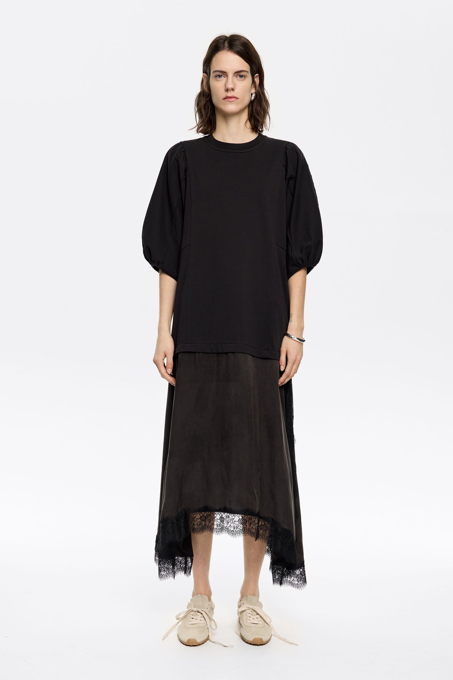 Black lace flared A-line dress