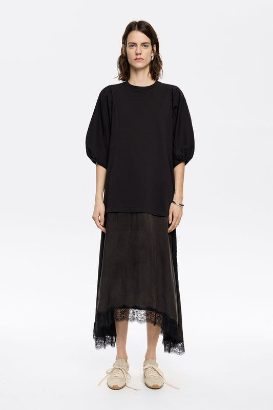Black lace flared A-line dress