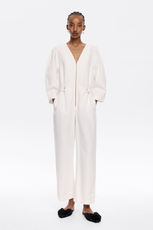 Long white cotton jumpsuit
