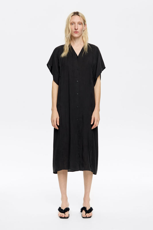 Black fluid midi dress