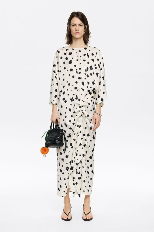 Ivory Graindots satin dress