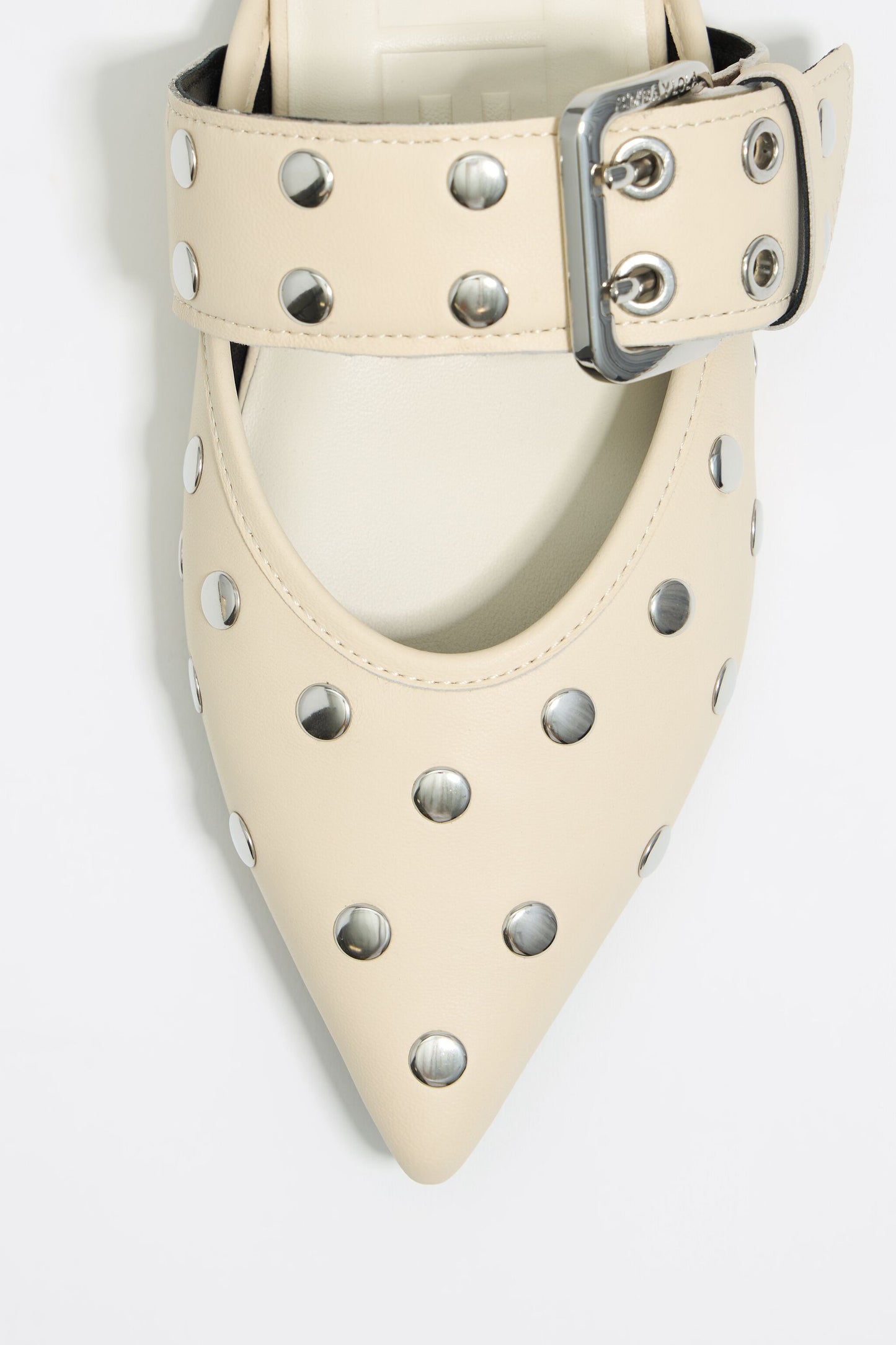 White leather slingback ballerina with studs