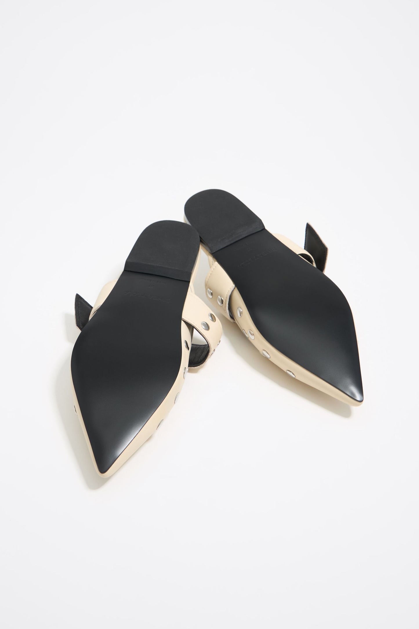 White leather slingback ballerina with studs