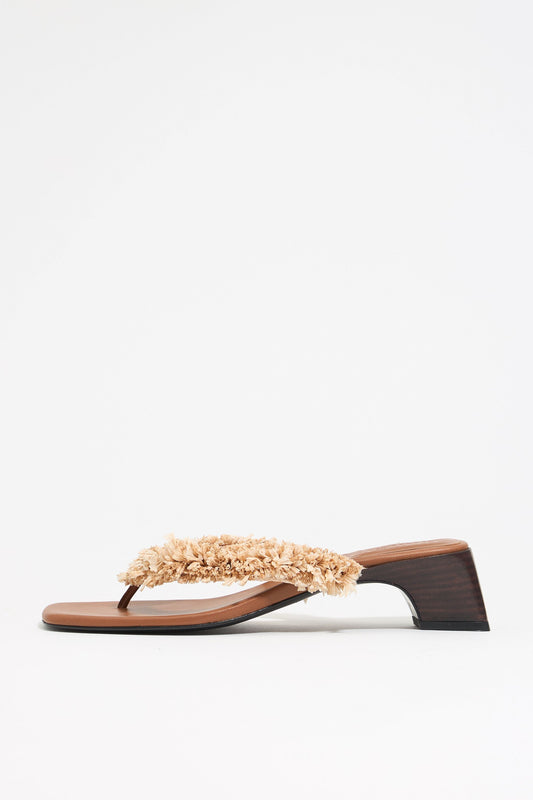 Tan raffia heeled sandal