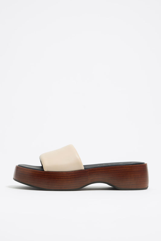 White leather platform sandal