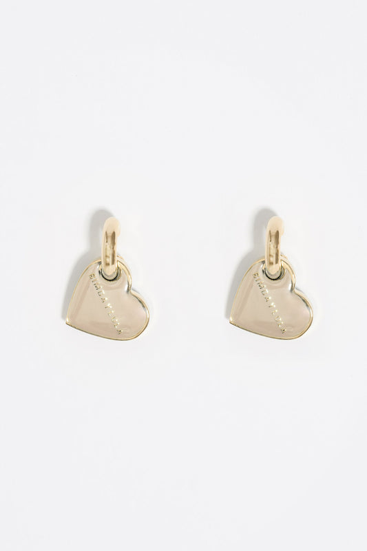 Black and gold hearts hoop earrings