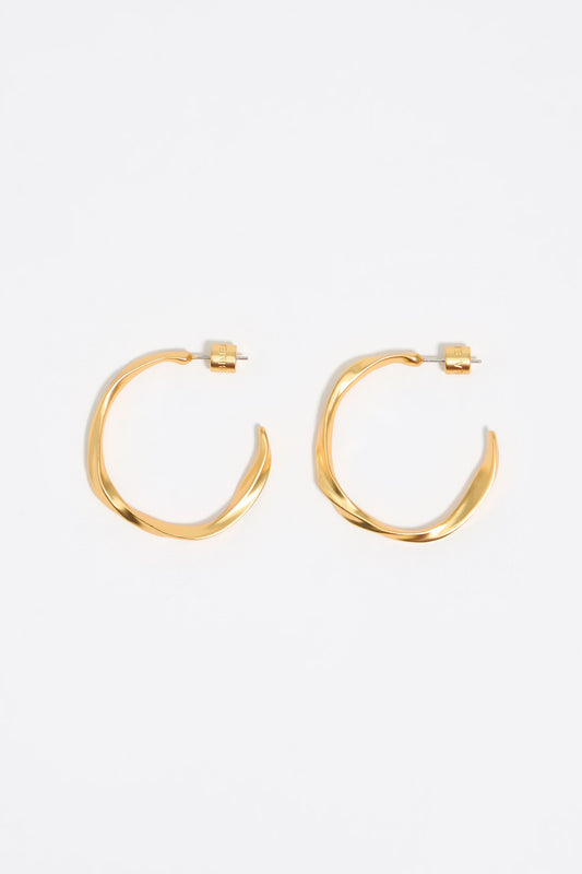 Maxi matte gold uneven hoop earrings