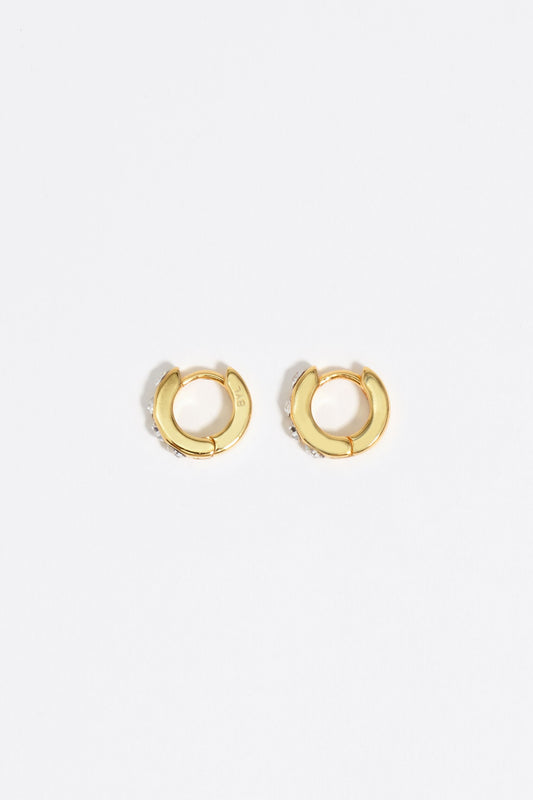 Golden mini hoop crystals earrings