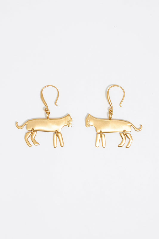 Gold-tone metal motif hook earrings