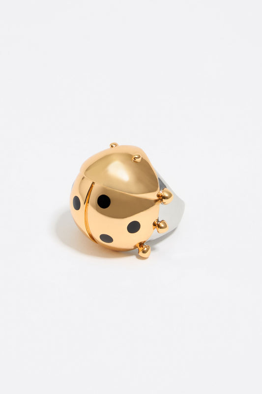 Two-tone ladybug ring