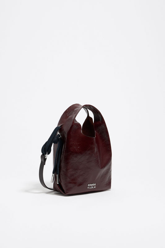 Chestnut leather mini Paper bag
