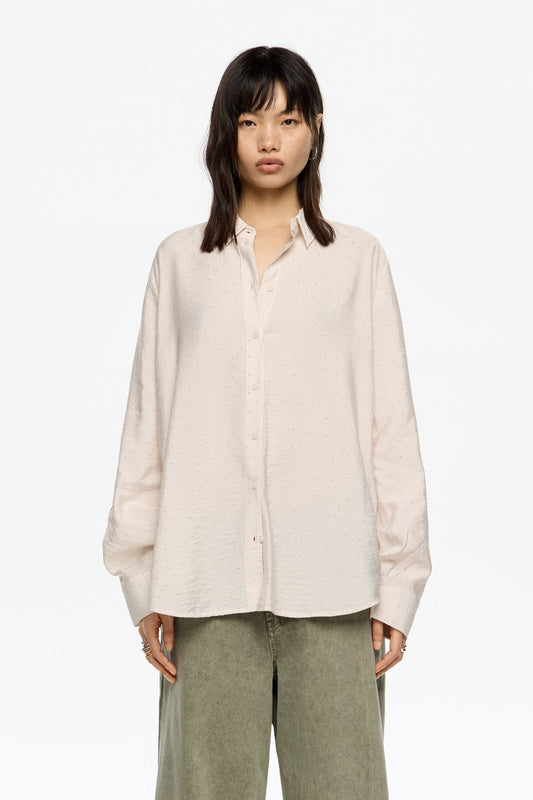 Ivory rhinestones boxy shirt
